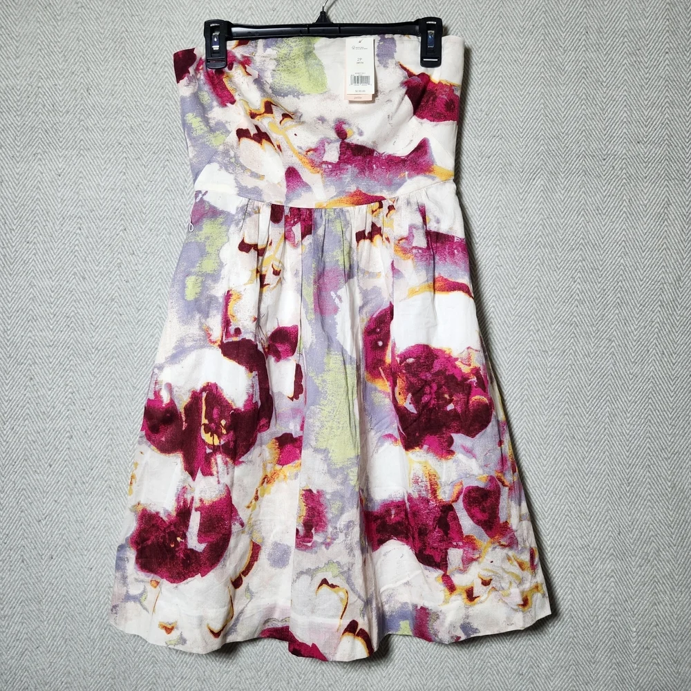 Banana Republic Floral Strapless Dress Size 2P New With Tags - Picture 2 of 12